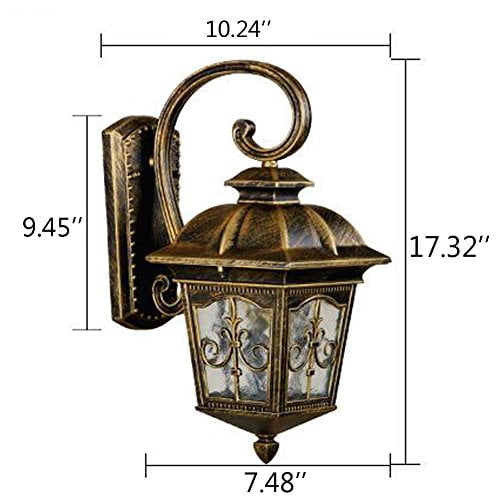 Kiven Classical Outdoor/Indoor Plug in Wall Mount Sconce Metal with Clear Glass Downward Hanging Traditional Exterior Light