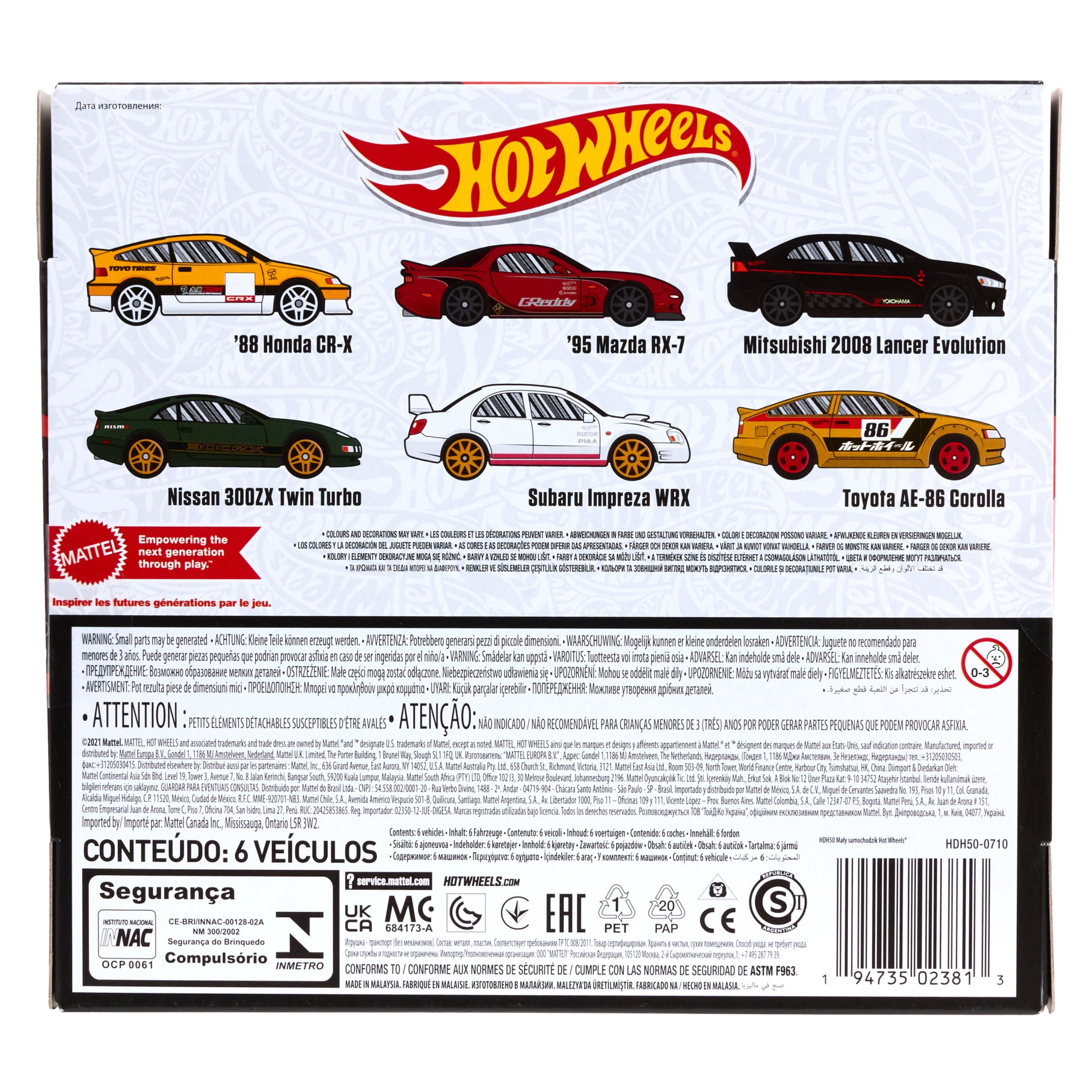 Hot Wheels Japanese Vehicles Themed Multipack of 6 Toy Cars, Gift for Kids & Collectors