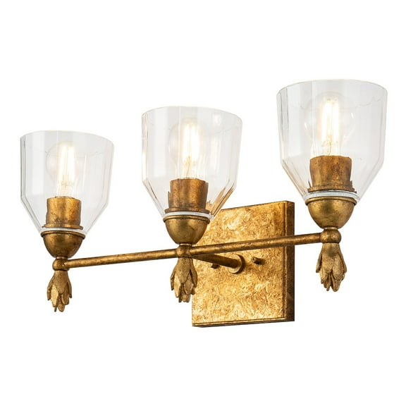 Lucas McKearn Felice 3-light Flame-shaped Bath Vanity Light in Antique Gold