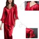 thumbnail image 4 of Gibobby Pijama de dos piezas para mujer Pijama de encaje Sexy de seda de hielo, conjunto de camisón de seda de verano para mujer, ropa de casa para mujer(Rojo,G), 4 of 5