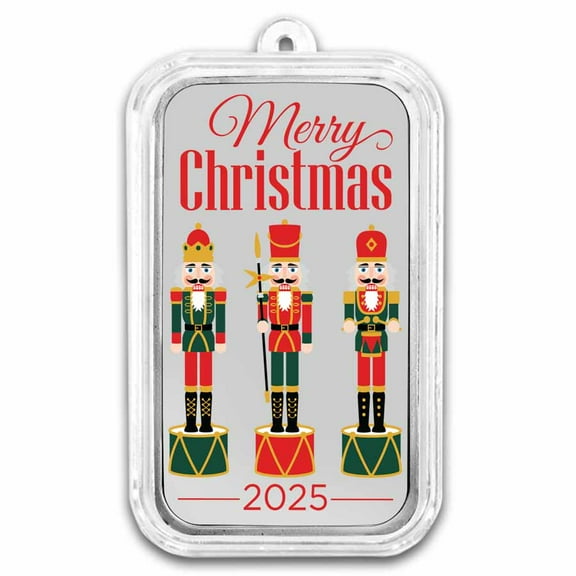 2025 1 oz Silver Colorized Bar - Merry Christmas Nutcrackers