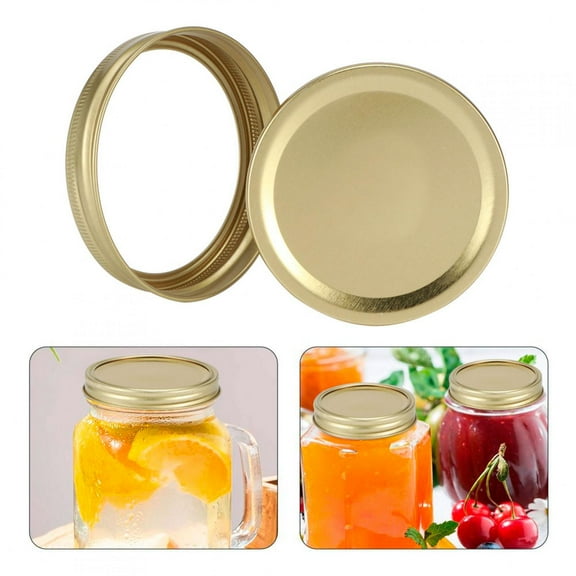 Mason Jar Lids, Regular Canning Lids with Bands, Leak Proof Secure Mason Jar Lids Fit Mason Kerr Jars Rooster Cup Leak Proof for Food Jam Drink[70mm Gold]