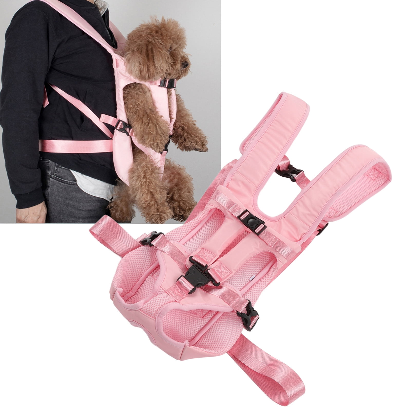 YAHHU Premium Pet Carrier Backpack Chest Front Bag Adjustable Breathable Dog Cat Sling Carrier for Small Puppies Hiking Camping Walking Travel Outdoor Adventures, Pink Size Medium (14.57 in / 37 cm)