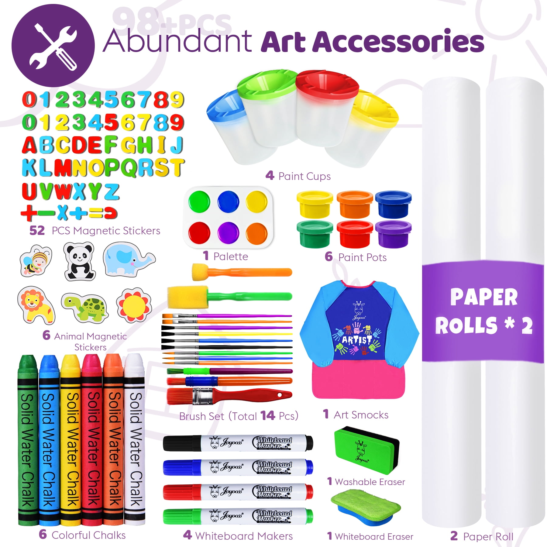 JOYOOSS Kids Double-Sided Wooden Art Easel with 98+ Accessories JOY131