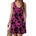 thumbnail image 6 of vigerkar Women's Summer U Neck Dress 2025 A-Line Floral Sleeveless Casual Sundresses with Pockets Hot Pink, XL, 6 of 7
