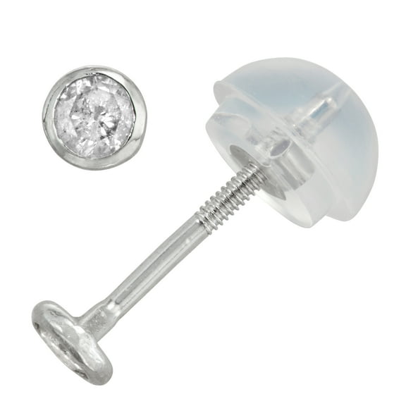 14k white gold kid's 0.1 cttw diamond bezel studs
