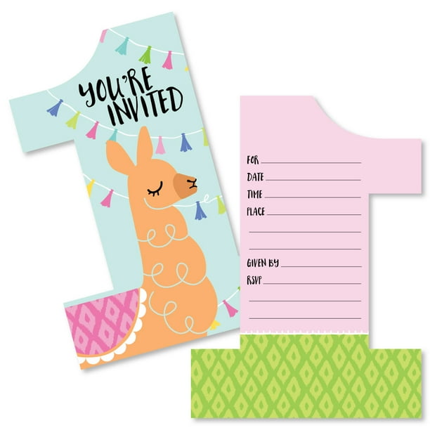 1st Birthday Whole Llama Fun Shaped Fill In Invitations Llama Fiesta First Birthday Party Invitation Cards With Enve Walmart Com Walmart Com