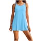 thumbnail image 1 of Vestido Corto de Verano de las Mujeres de Color Sólido sin Tirantes Sobre el Hombro de Espalda Plisado Vestido de Verano Casual sin Mangas, 1 of 7