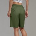 thumbnail image 4 of RYRJJ Women's Bermuda Long Shorts with Pockets High Waisted Knee Length Shorts for Women Walking Athletic Workout Yoga(Army Green,L), 4 of 6