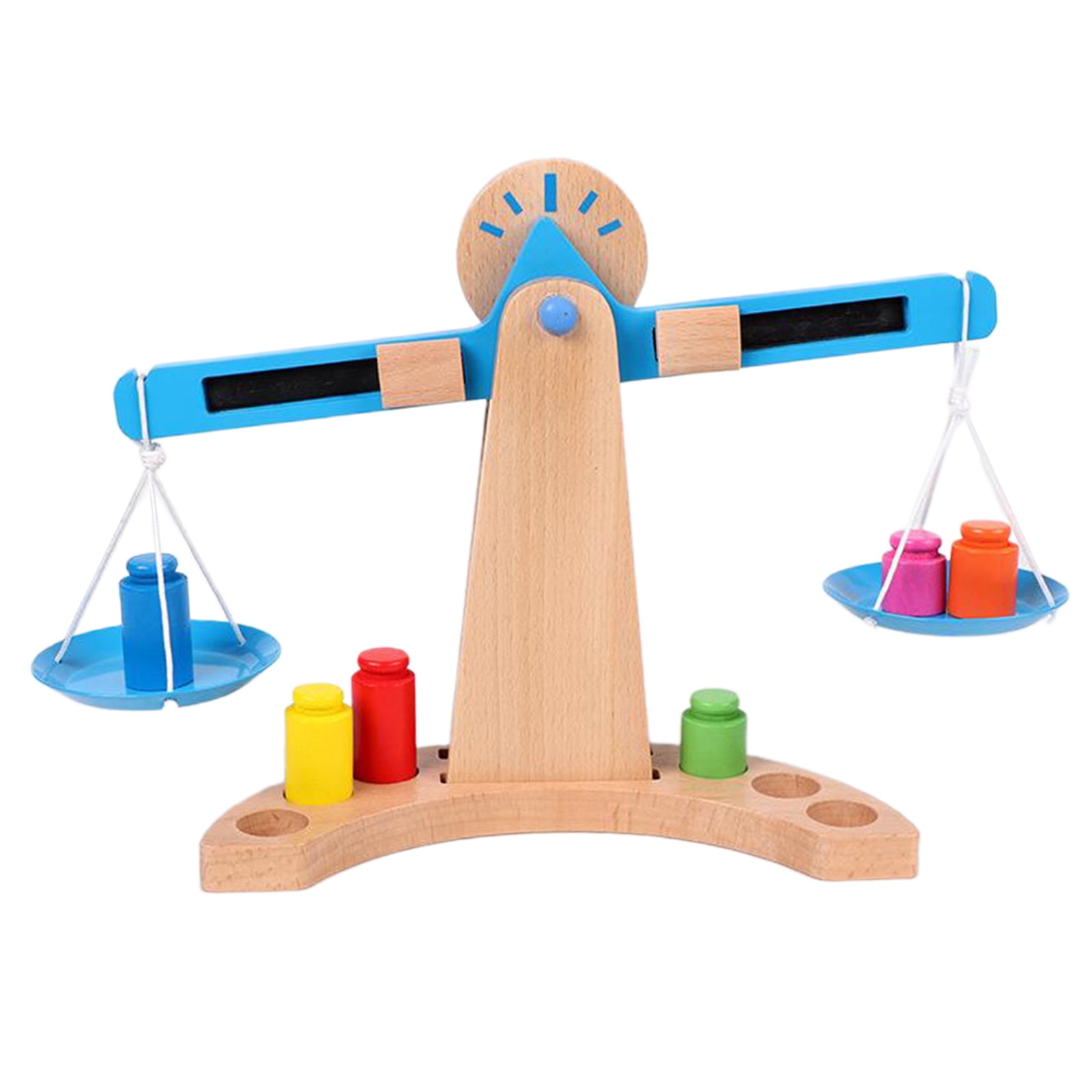 Wooden Balance Weighing Scale Preschool Education Math Learning Toy for Kids 