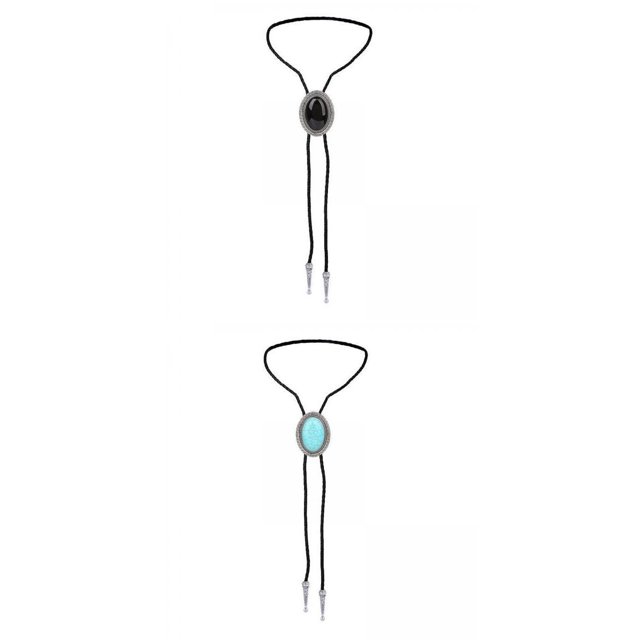 2x Bolo Tie Necklace Western Necktie Shirt Chain Neck Rope Blue Yuyangstore Corbata Bolo para Hombre