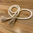 thumbnail image 4 of Farmhouse Beads 58in Wood Bead Garland with Tassels Rustic Country Decor Prayer Boho Beads, 4 of 9