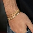 thumbnail image 4 of Men's Square Snake Chain Bracelets,Waterproof 14K Yellow Gold Link Wristband,Basic Casual Birthday Gifts Jewelry, 4 of 10