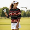thumbnail image 4 of Uorisanigo Geometric Tribe Womens Moisture Wicking Casual Tennis Activewear Size S Versatile Fashionable Long Sleeve Golf Polo Shirts with 1/4 Zipper Casual Outing Wear Pullover, 4 of 7