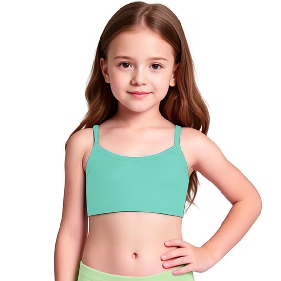 REDARER Girls Solid Swim Top, Spaghetti Strap Bikini Top for Kids Summer Beach Pool,9-10 Years