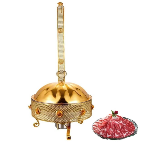 Stainless Steel Food Warmer with Hanging lid, hot Pot Buffet Set,Round Food Warmer Chafer for Parties, Wedding, Camping Dinner Banquet