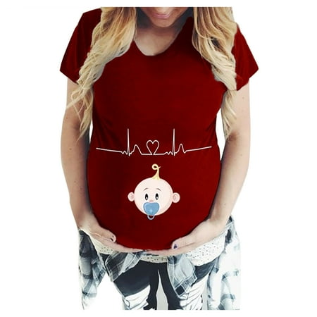 

KI-8jcuD Women’S T-Shirt Fashion Pregnant Women T-Shirt Tops Women S Maternity Print Top Tee 2 T Women Summer Shirts Short T Shirt Casual Raglan Tee Womens Long Tee Shirt T Shirts for Wom