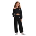 thumbnail image 4 of Tfken Outfit Sets For Girls One Shoulder Long Sleeve Tops With Pants Set Lightweight Fall Winter Children Trendy Clothes Size 9-10 Years Black, 4 of 4