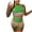 Green, variant on Women's Crochet Halter Two Piece Outfit, Striped Top with Openwork Hollow Out Detail, Matching High Waist Shorts for Beach Travel and Vacation Style
