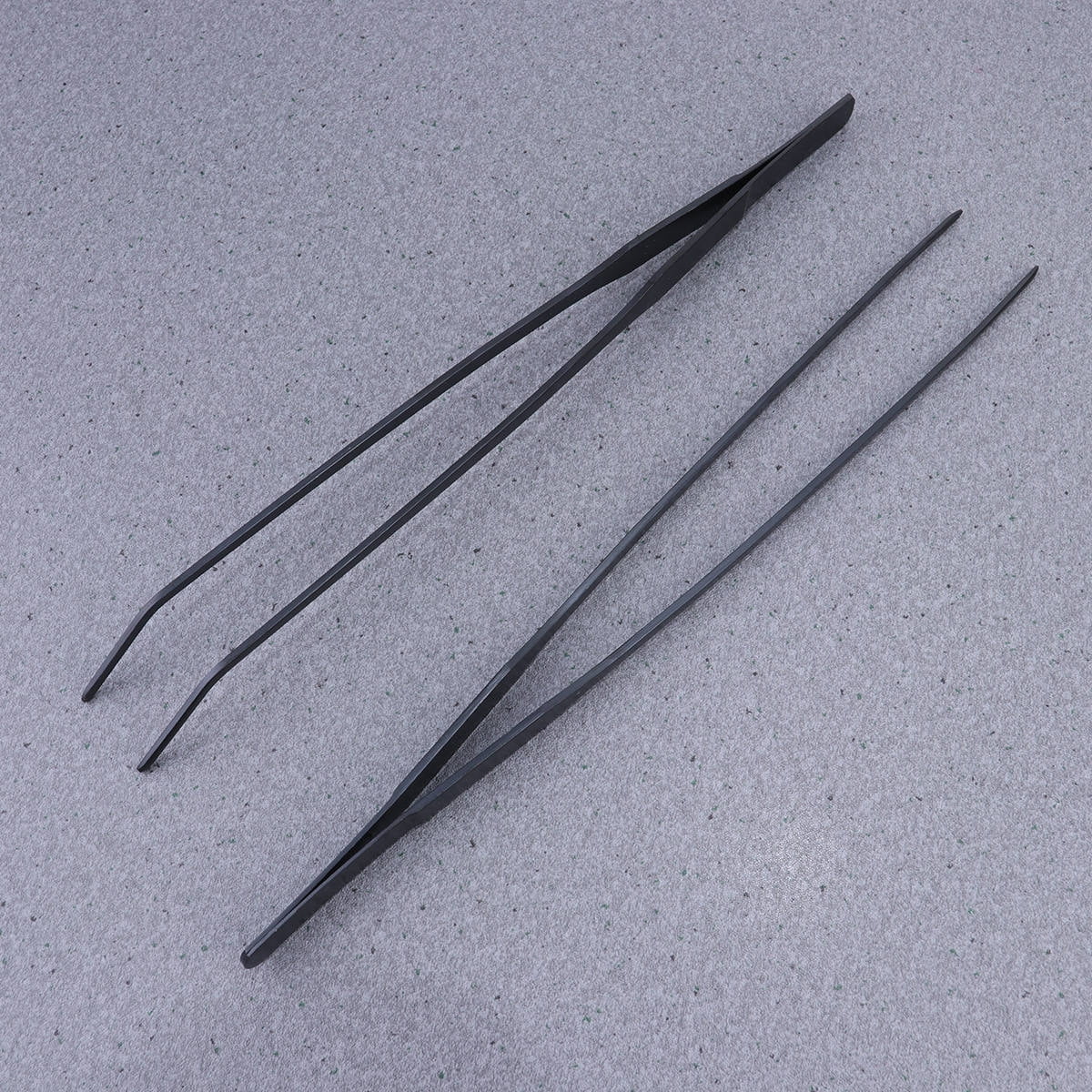 MOKKHNB 2Pcs Black Stainless Steel Aquatic Plant Tweezers with Straight and Crooked Tips for Fish Tank