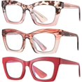 thumbnail image 1 of GFDYREE 3 pack Oprah style Spring hinge Readers Blue Light Blocking Computer Square Reading Glasses for Women Men, 1 of 6
