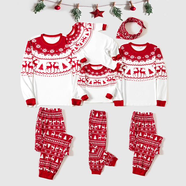 PatPat Conjuntos de pijamas para familias con estampado de renos y copos de nieve de Navidad (Resistentes a las llamas)