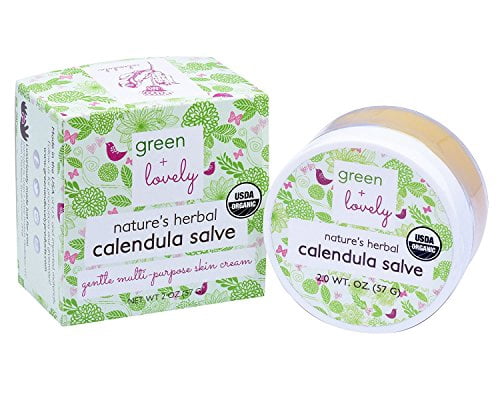 Nature's Herbal Calendula Salve by Green + Lovely - Certified Organic Calendula Cream/Eczema Cream - Beauty Intensive Moisturizer for Sensitive Skin Ointment - Eczema & Psoriasis (Unscented)