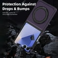 thumbnail image 3 of Allytechgroup for Samsung Galaxy Z Flip 7 Case with Kickstand, Support Wireless Charging Protection Against Drops & Bumper Reliable Lens & Screen Protection Shockproof Magnetic Back Cover, Purple, 3 of 7