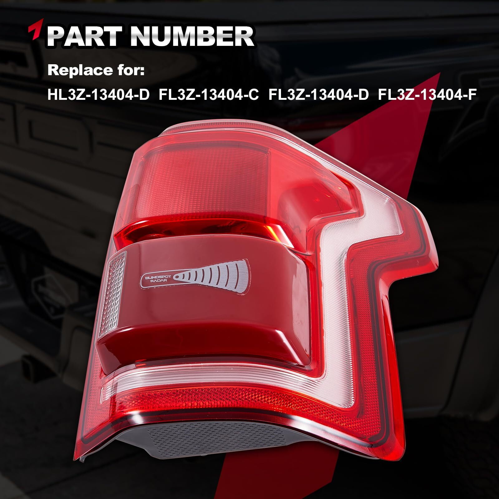 Ford F150 LED Tail Light Assembly with Blind Spot Alert Monitor Compatible with 2015-2017 Ford F-150 Raptor Lariat (Rear Right Passenger Side)