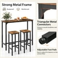 thumbnail image 6 of Gymax 3PCS Bar Table & Chairs Set Industrial Dining Breakfast Table Set w/ Metal Frame, 6 of 10