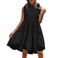 thumbnail image 1 of B91xZ Robe Tunique d'Été pour Femme Décontractée Coupe Ample Robe Évasée Cache-Ventre avec Poches, Noir TG, 1 of 5