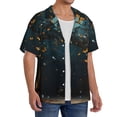 thumbnail image 2 of Xecao Magical Library Butterfly Night Pattern Men's Short-Sleeve Cuban Collar Button-Down Shirt with Chest Pocket Lightweight Tropical Vacation Shirt-Medium, 2 of 5