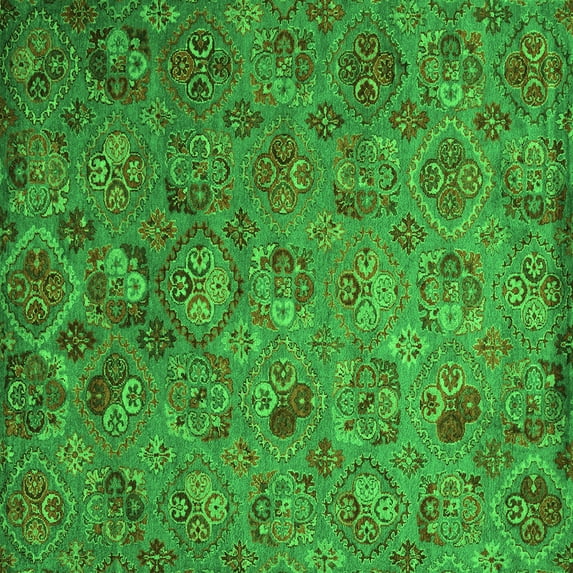 Ahgly Company Indoor Square Abstract Green Contemporary Area Rugs, 7' Square