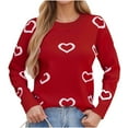 thumbnail image 2 of Yuyuzo Sweaters for Women Valentines Day Crewneck Long Sleeve Shirts Loose Casual Comfy Knit Pullover Tops, 2 of 6