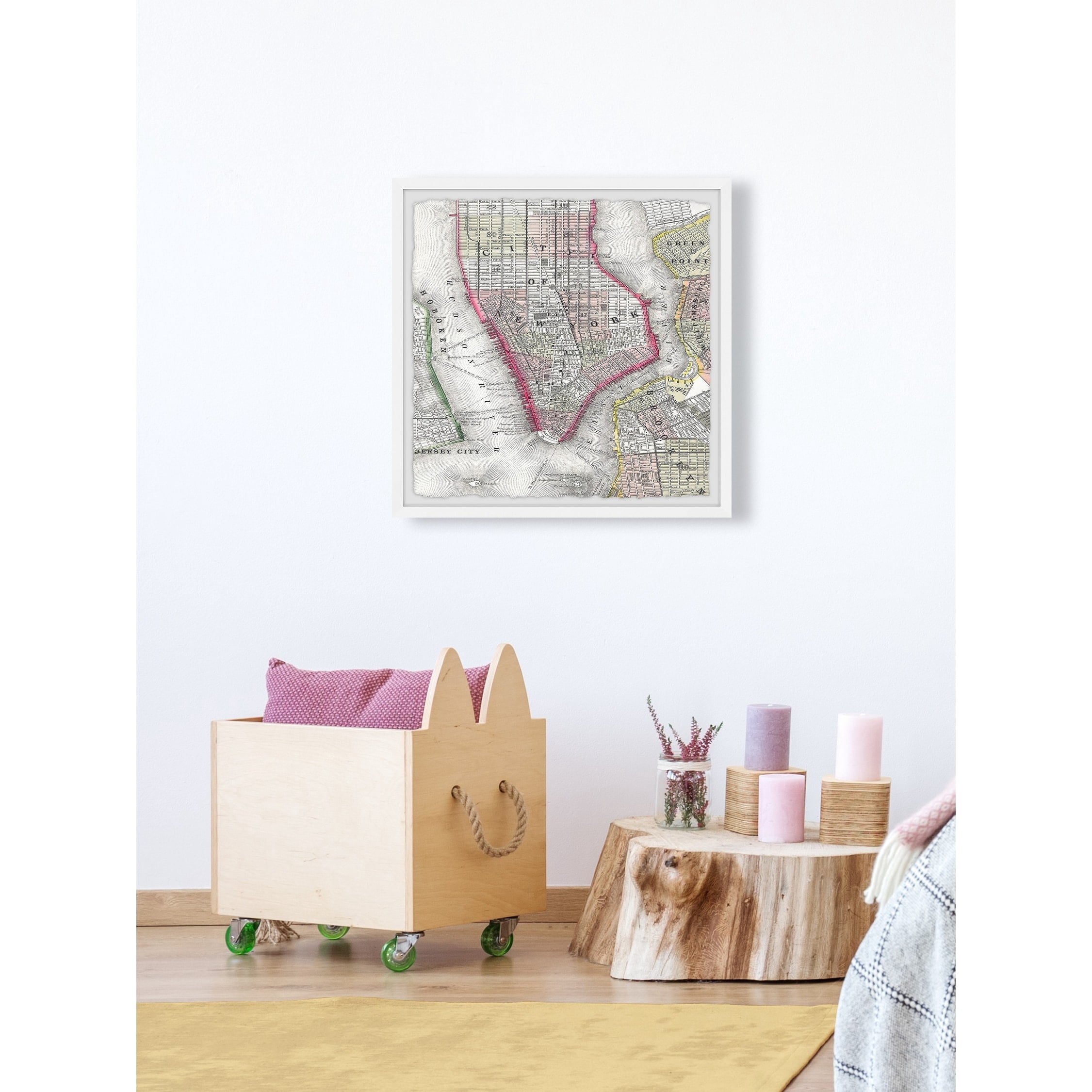 Marmont Hill Plan of NY Framed Wall Art, 1.50" x 24.00"