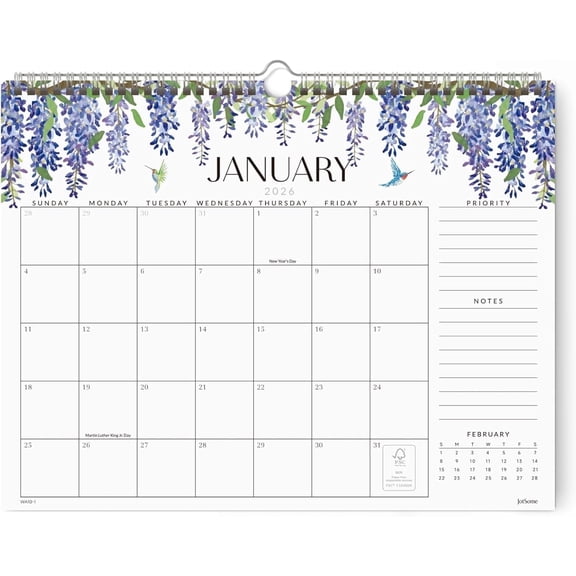 Jotsome Wall Calendar 2026, Aesthetic Calendar 2026 From Now to December 2026 14.2x11.2 inch, Wall Decoration in Home and Office for Easy Organizing