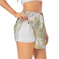 thumbnail image 1 of Balery White Rose Pantalones cortos deportivos para mujer con forro y dos bolsillos, elásticos, para entrenamiento, gimnasio, yoga-Small, 1 of 7