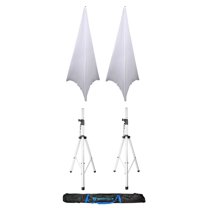2 Rockville Tripod DJ PA Church Club Scene White Speaker Stands Scrims Carry Bag