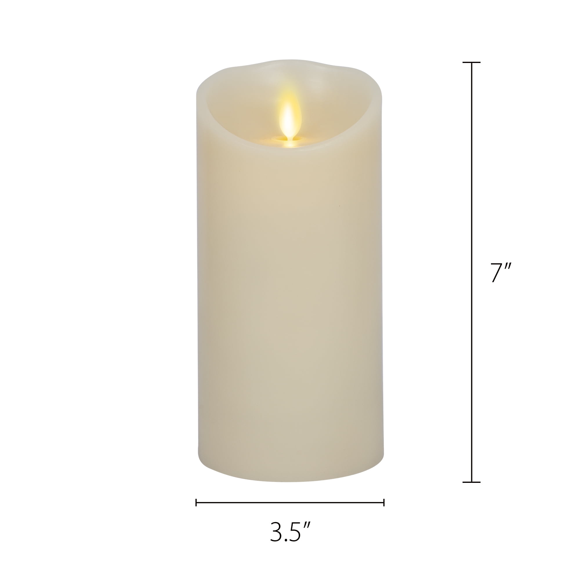 Luminara - Ivory Flameless Candle Pillar - Scallop Top Unscented - 3.5" x 7.0"