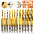 thumbnail image 1 of Impact Driver Bits 12PCS Metric Thread M3 M4 M5 M6 M8 M10 Screw Tapping Tools 1/4" Hex Shank Titanium Plated HSS 12x4341 Titanium Plating Long, 1 of 5