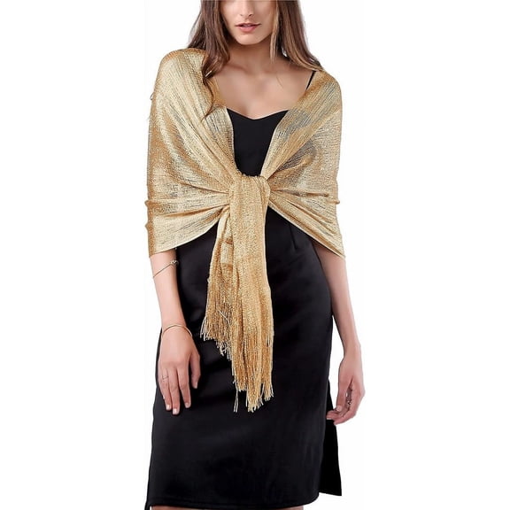 Shawl Wraps for Women, Shawls and Wraps for Evening Dresses, Champagne Gold Polyester Fiber Sparkle Luxurious Textured Shawl is Suitable for Evening Dresses in Various Colors