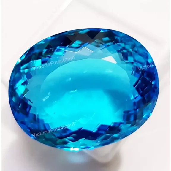 60 Ct Blue Topaz Loose Gemstone Oval Shape Glass Filled Stone Pendent Size jewelry making gemstone