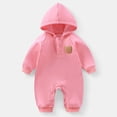 thumbnail image 2 of Baby Boys Girls Bodysuits Long Sleeve Solid Color Bear Graphic Hooded Jumpsuit Snowsuit Baby Boys Girls Warm Stylish And Comfortable Bodysuits，6 -12 Months, 2 of 3