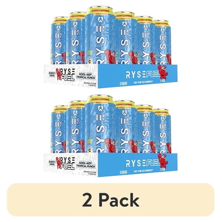(2 pack) RYSE UP Supplements, Fuel Energy Drink, Kool Aid Tropical Punch, 16 Fluid Ounces