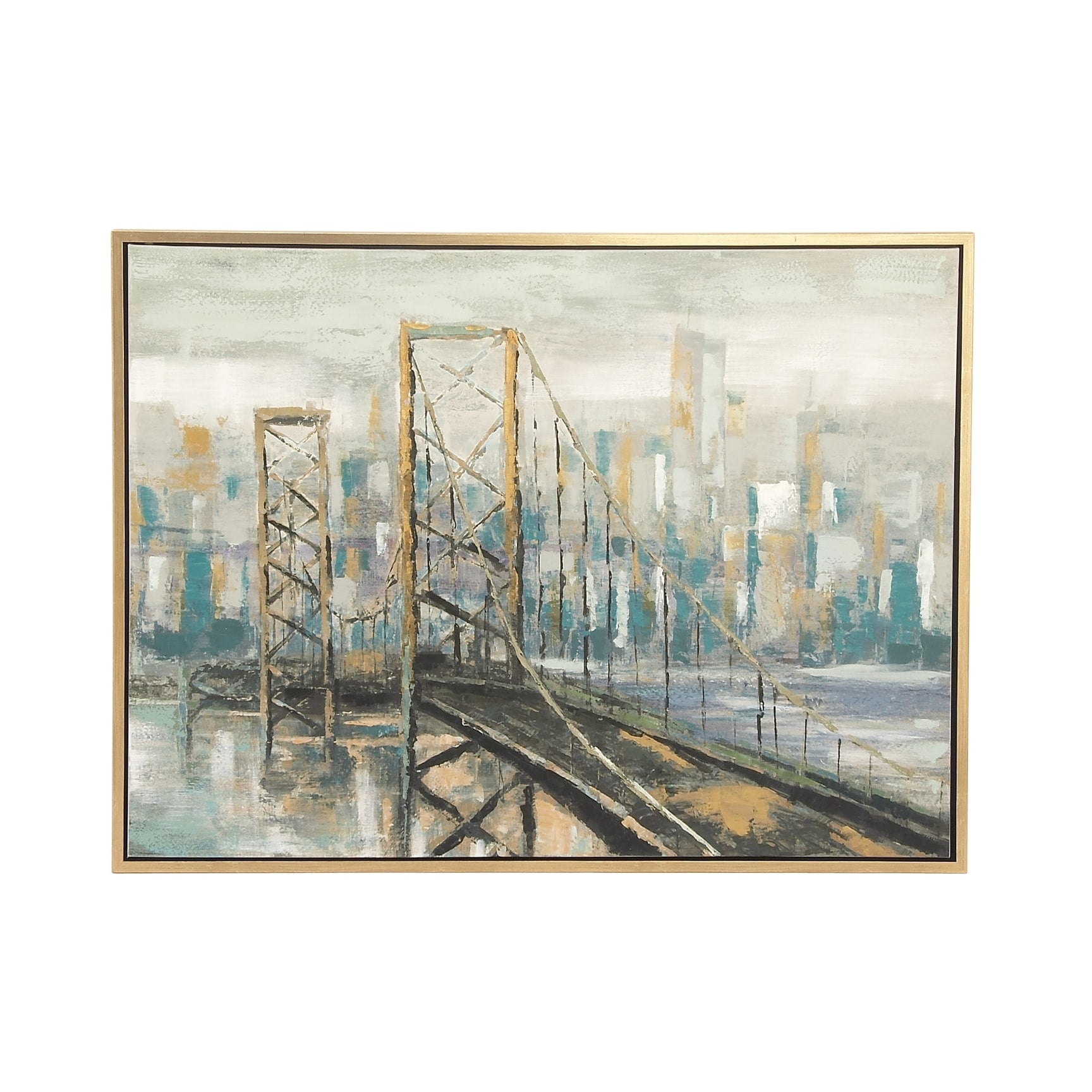 DecMode Indoor Light Brown Canvas Traditional City Framed Wall Art