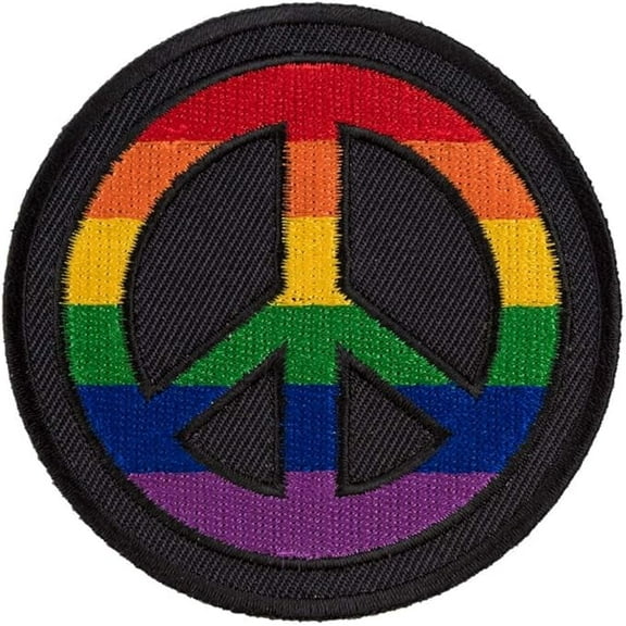 Rainbow Peace Sign Round Patch, Peace Sign Patches
