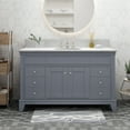 thumbnail image 2 of 49 Inch Modern Bathroom Vanity with Marble Countertop & Ceramic Sink, Ample Storage 2 Doors 6 Drawers, Space-Saving Design for Bathroom Remodel Gray, 2 of 9
