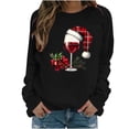 thumbnail image 2 of GaThRRgYP Women's Print Autumn Winter Long Sleeve Round Neck Top,Women's Christmas Fashion Casual Printed Round Neck Loose Long Sleeve Capless Sweatshirt Top Black S, 2 of 4