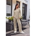thumbnail image 4 of Ekouaer Women's Waffle Knit Pajama Sets Comfy Long Sleeve Lounge Sets 2 Piece Matching Pj Sets with Pockets, 4 of 6