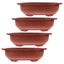 Hytrove Plant Pot Bonsai Pots Brown Plastic 4Pcs 12.38X9.04X3.54in
